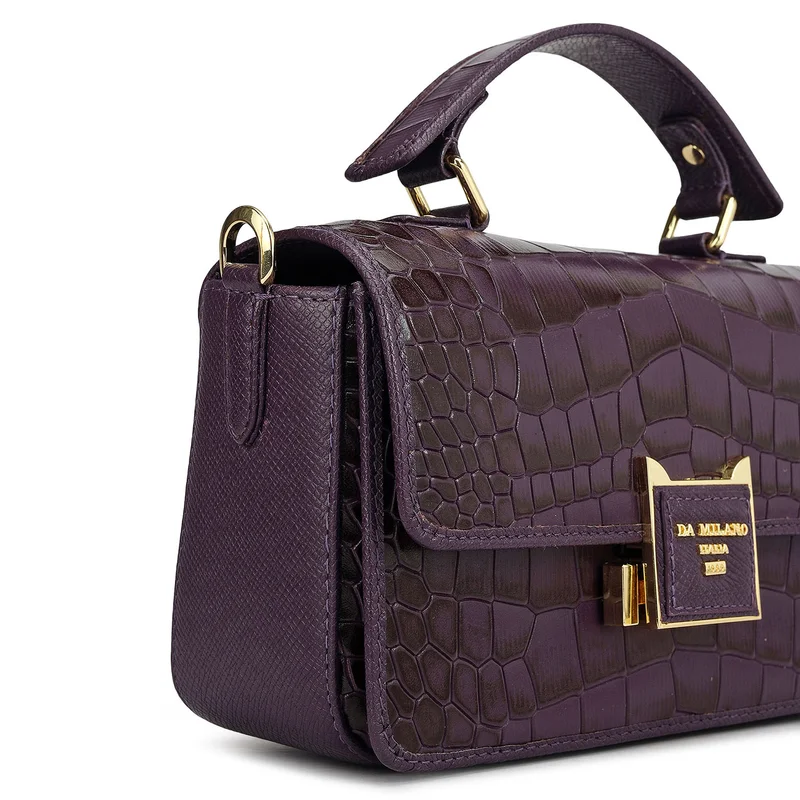 Da Milano Grapevine Small Croco Leather Satchel - Grapevine for Women | Best Price UAE